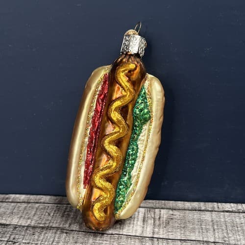 Old World Christmas OWC Glass Hot Dog Christmas Ornament 4"