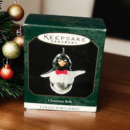 Vintage Hallmark Ornament Christmas Bells 1999 5th In Series Penguin Miniature
