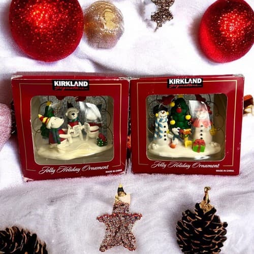 Kirkland Jolly Holiday Caroling Dogs & Snowman Christmas Ornament Tree Costco