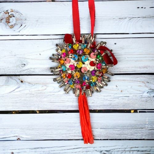 Christmas Tree Ornaments vintage 60s 70s Beaded Sequins Spiky Starburst Ball
