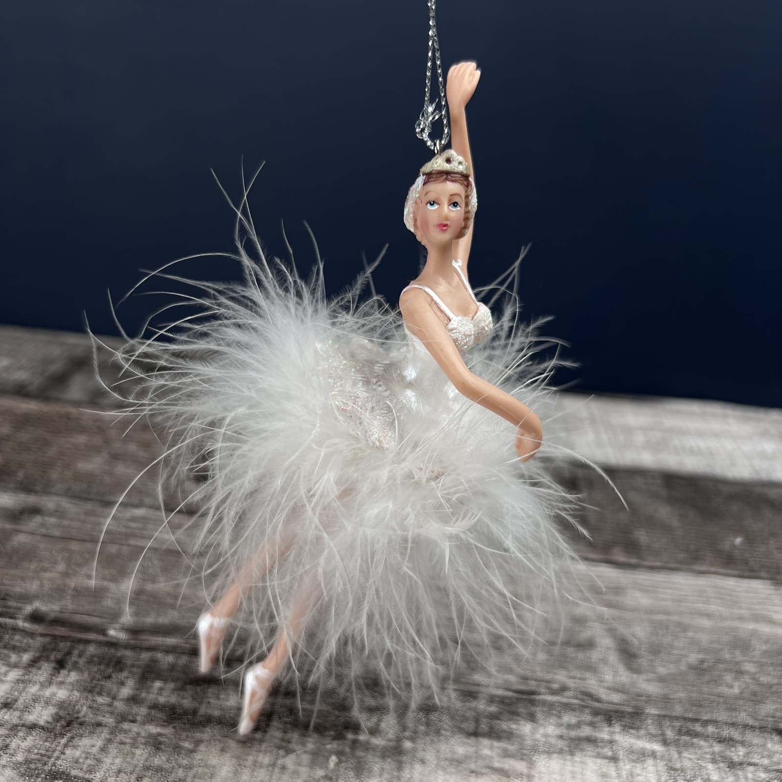 White Feather Woman Ballerina Dancer Doll 7' Christmas Decoration
