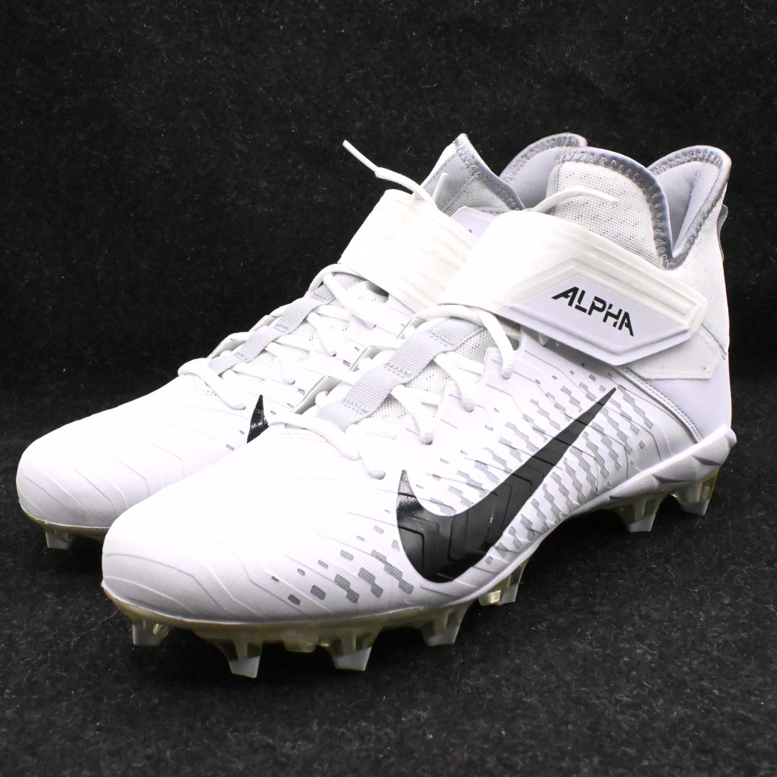 Nike Alpha Menace Pro 2 Mid Football Cleats White Black Size 13.5 AQ3209-100
