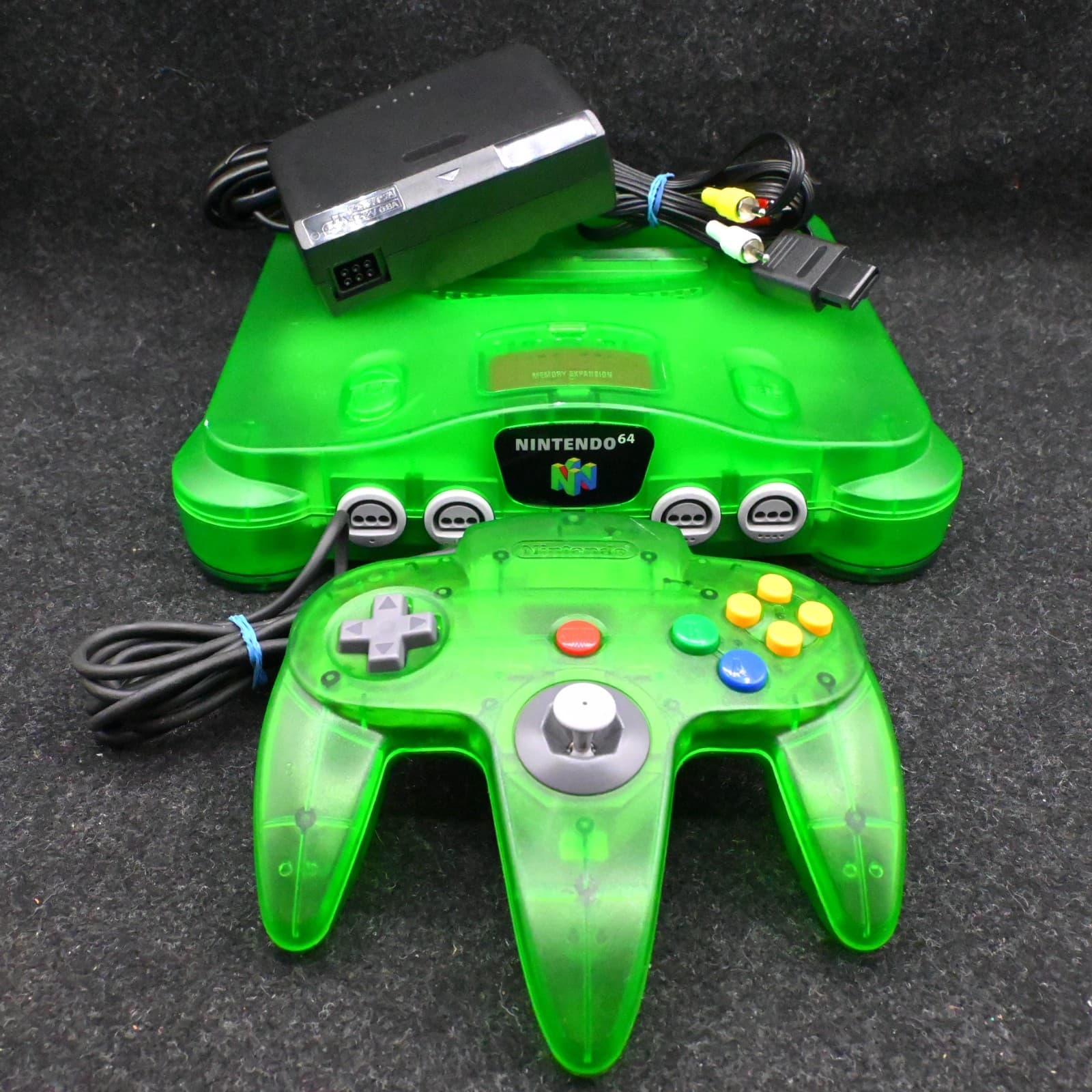 Nintendo 64 N64 FUNTASTIC Jungle Green Console W Expansion Pack MATCHING CONTROL