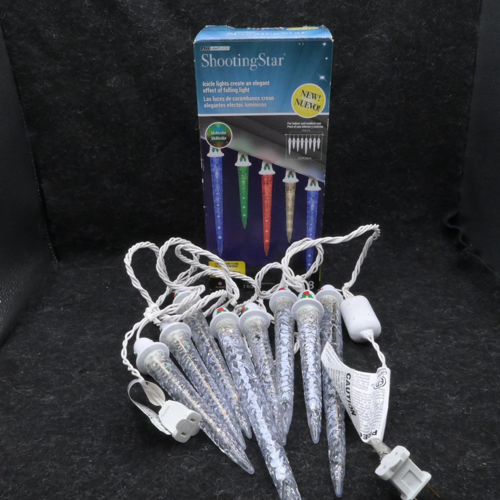 LED Lightshow Shooting Star 8 Count Multi-Color Icicle Lights Christmas Holiday