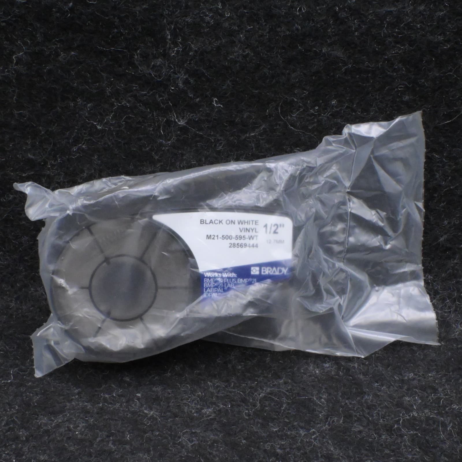 Brady M21-500-595-WT 1/2” Vinyl Label Tape Black White Fits M210 M211 OEM