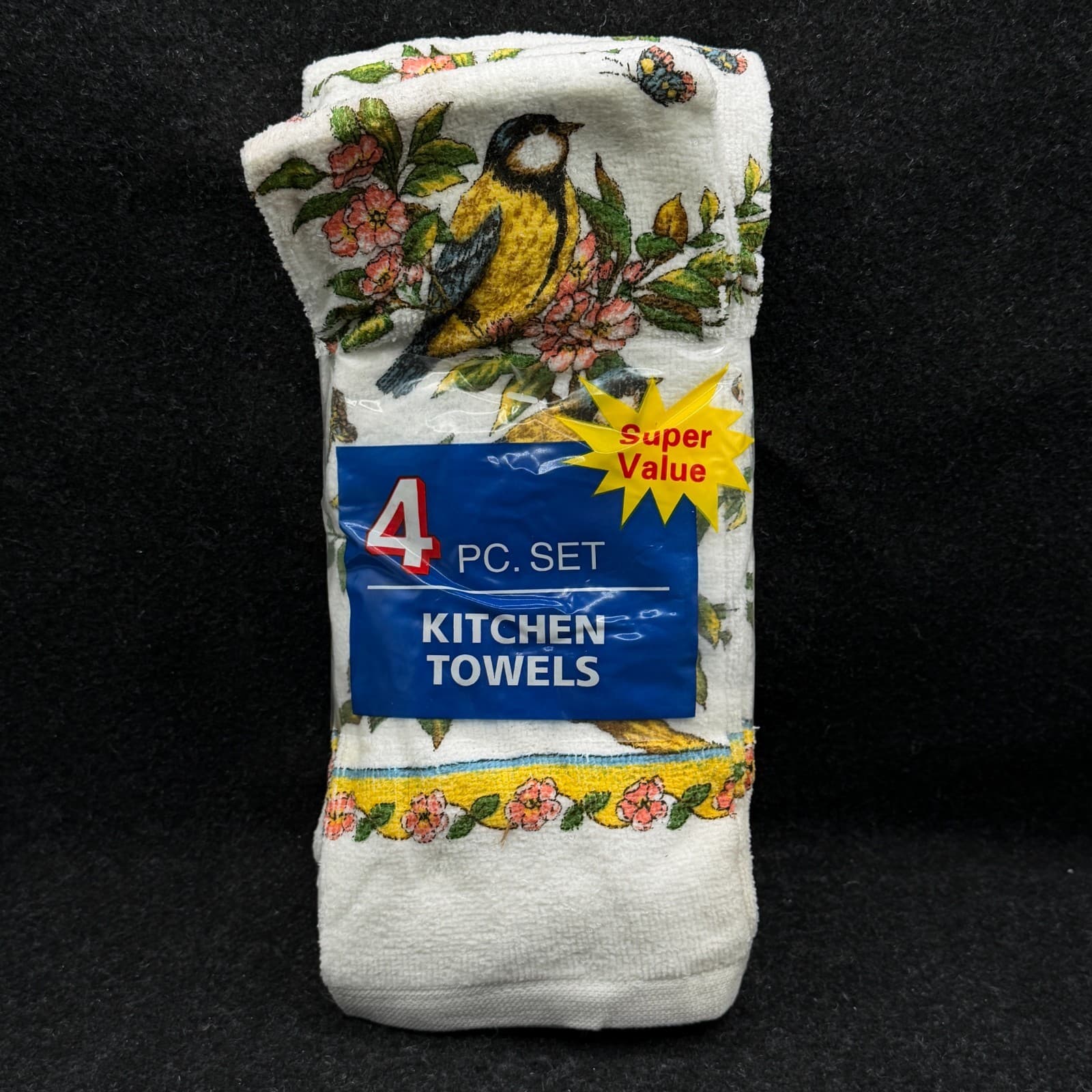 Retro Birds Tea Towels, Vintage Rustic Cotton Kitchen Towel