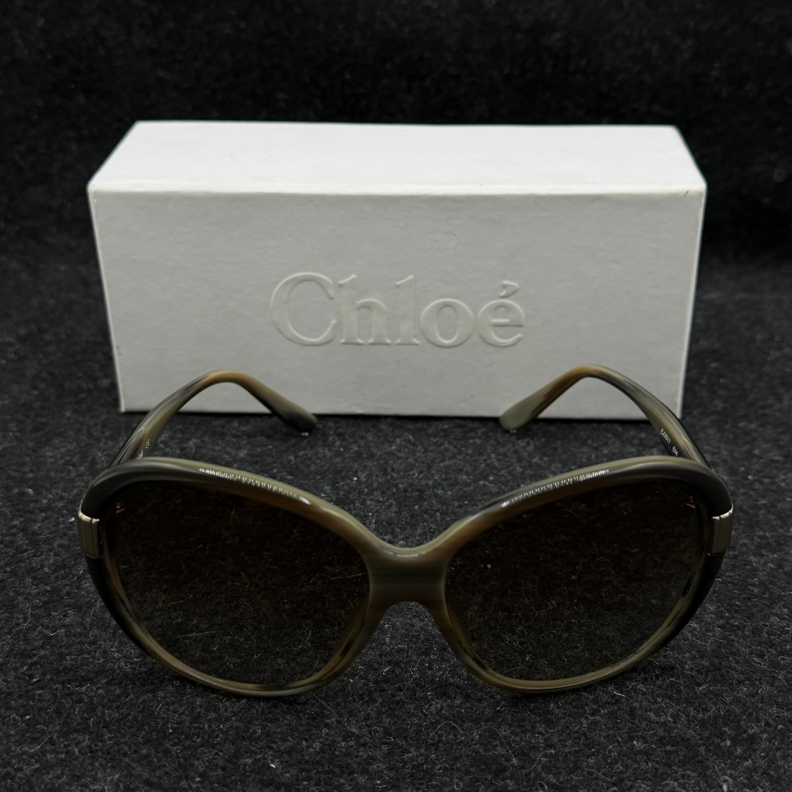 Chloe Round Sunglasses CL2211 Black Brown Gradient Lenses