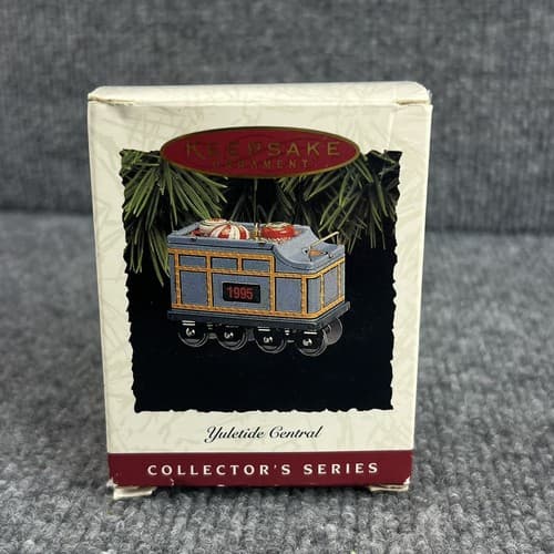 VTG 1995 Hallmark Keepsake Ornament "Yuletide Central" Pressed Tin