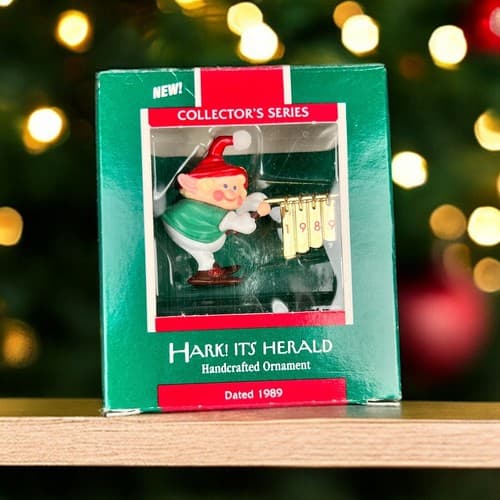 Used Hallmark "Hark It's Herald" Elf Ornament 1989