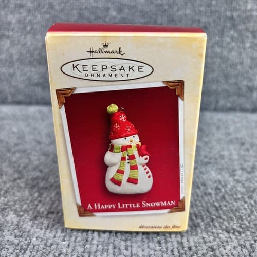 2005 Hallmark Keepsake A Happy Little Snowman Ornament Scarf Cardinal