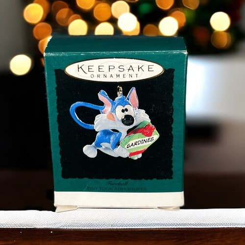 Vintage Furrball 1995 Miniature Sardines Warner Bros Tiny Toon Hallmark Ornament