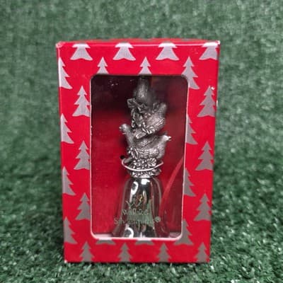 Vintage Pewter Mini Bell by Wallace Silver Four Calling Birds Year 2000 3.5 In