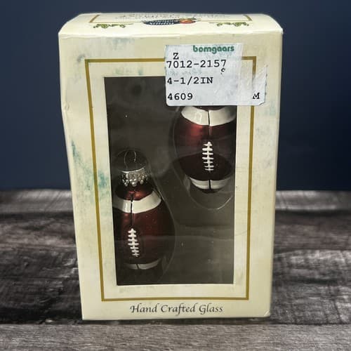 Designer Studio Hand Crafted Glass Ornaments Pack Small Football Set Of 2