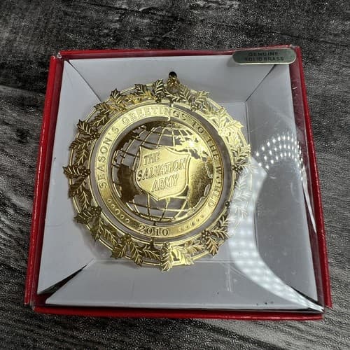 Salvation Army Ornament '10 Seasons Greetings Nations Treasures Solid Brass Xmas