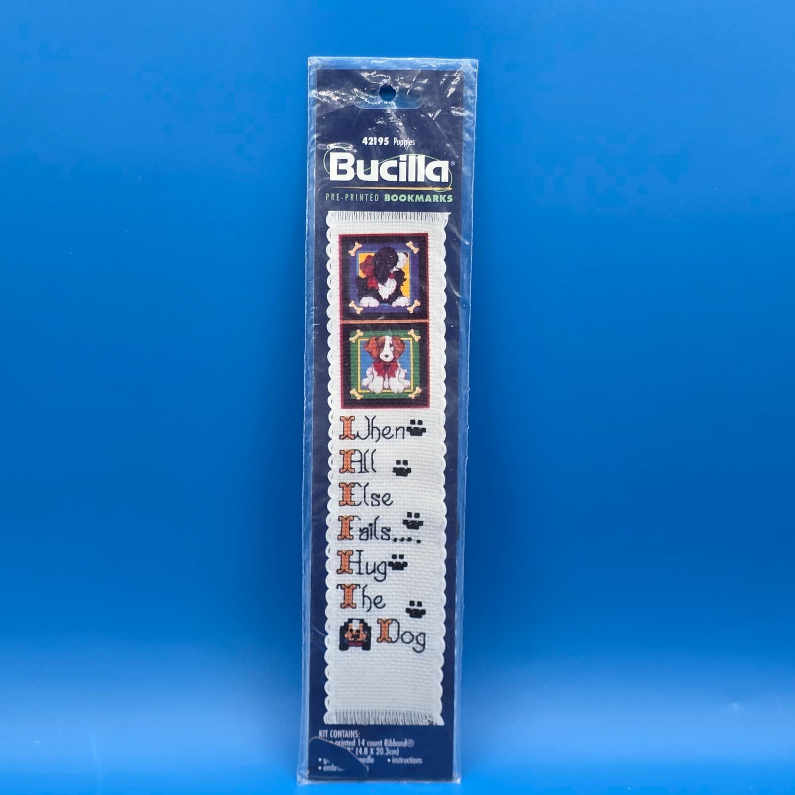 1999 Bucilla Needlepoint #42195 Puppies Bookmarks