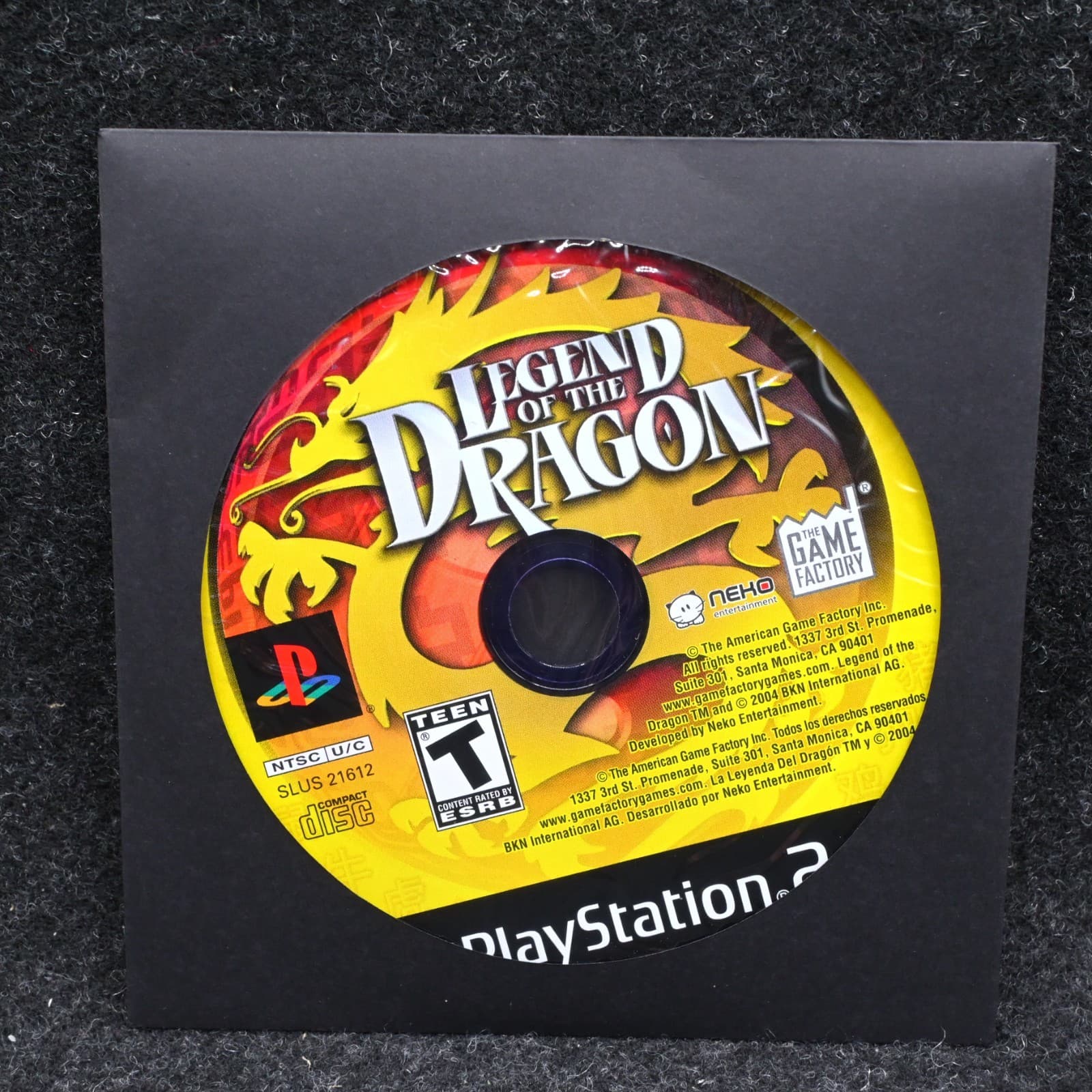 Legend of the Dragon (Sony PlayStation 2, 2007) Disc Only