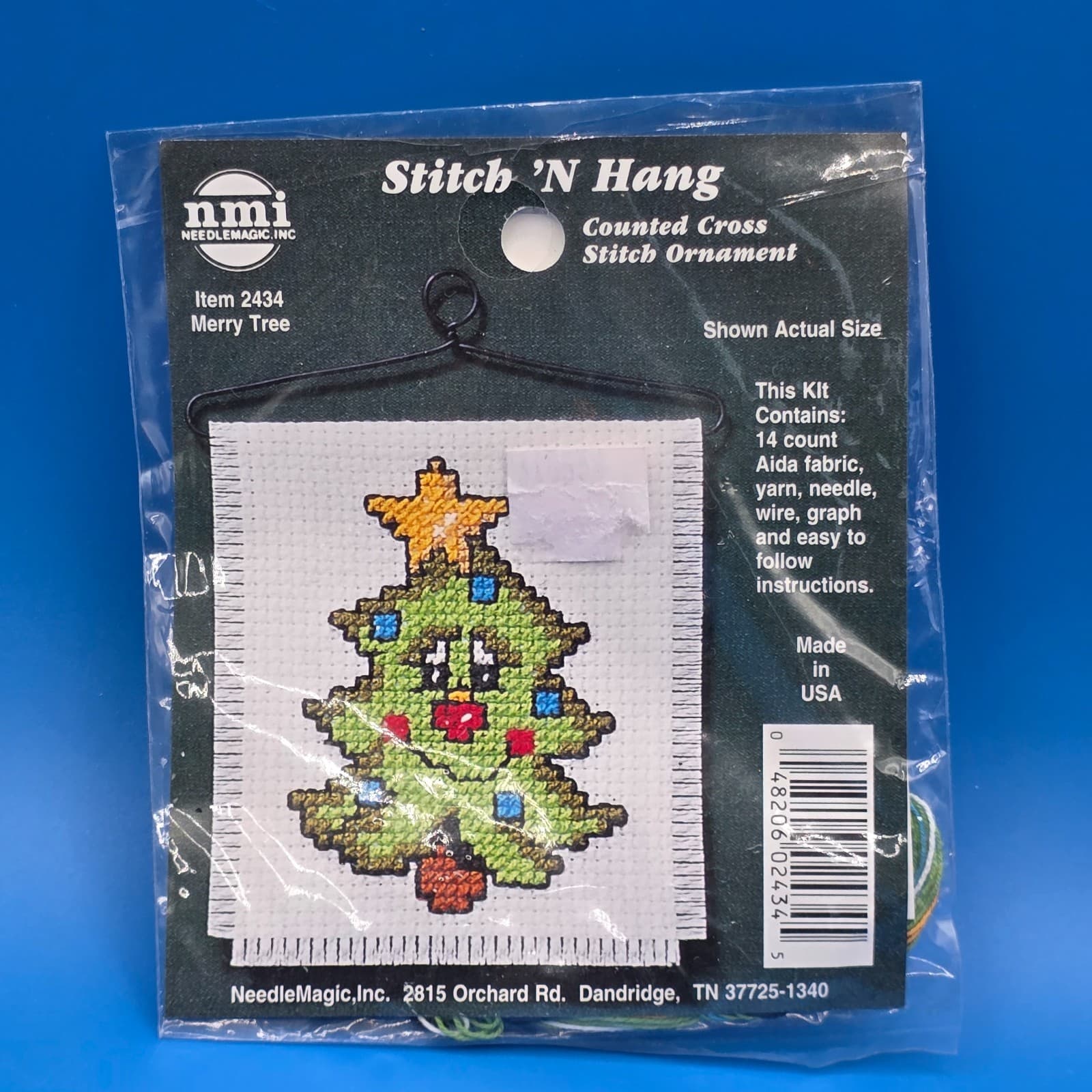 NMI Stitch 'N Hang Counted Cross Stitch Ornament Kit 2434 MERRY TREE CHRISTMAS