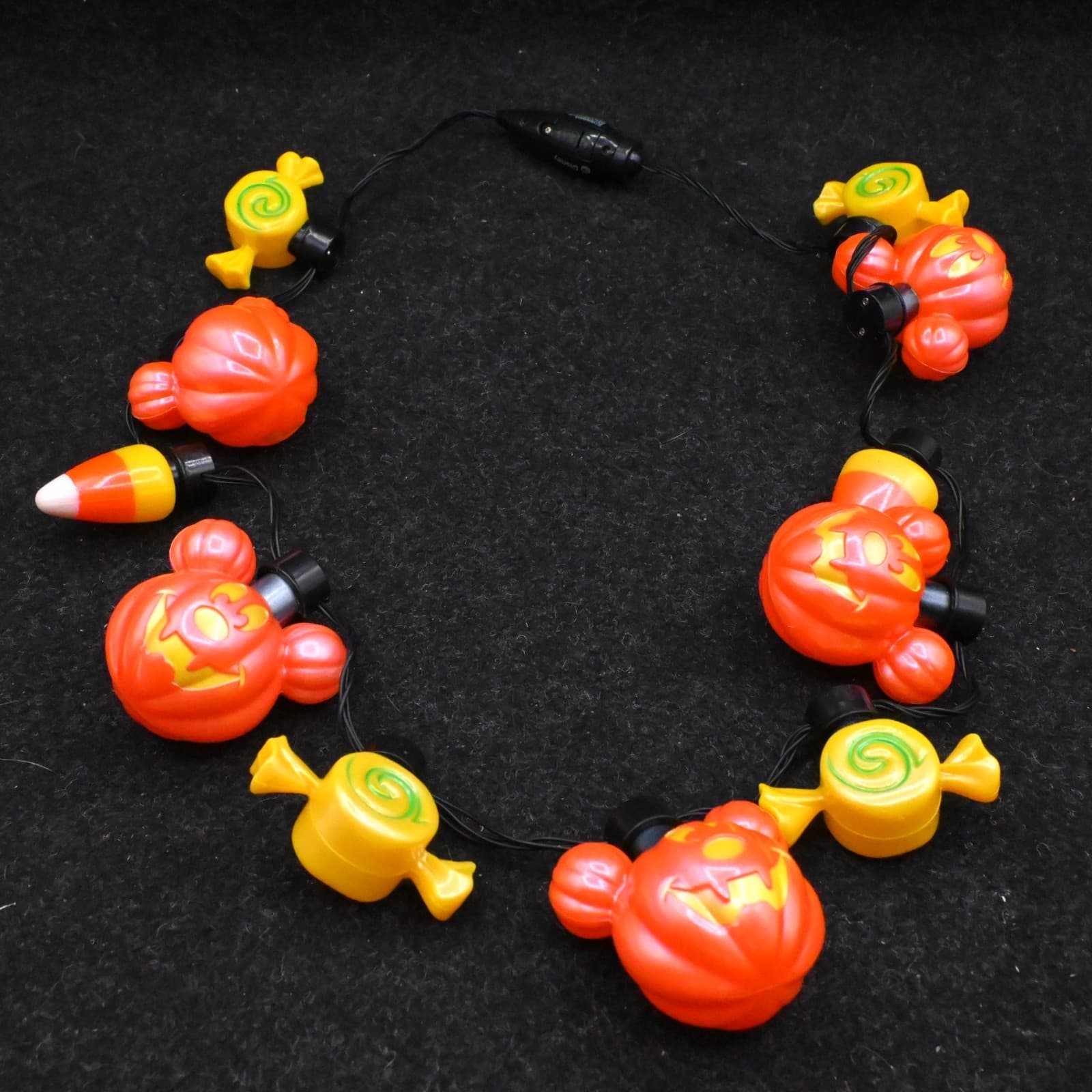Disney Parks 2020 Halloween Mickey Mouse JOL Candy Corn Light Up Necklace Works