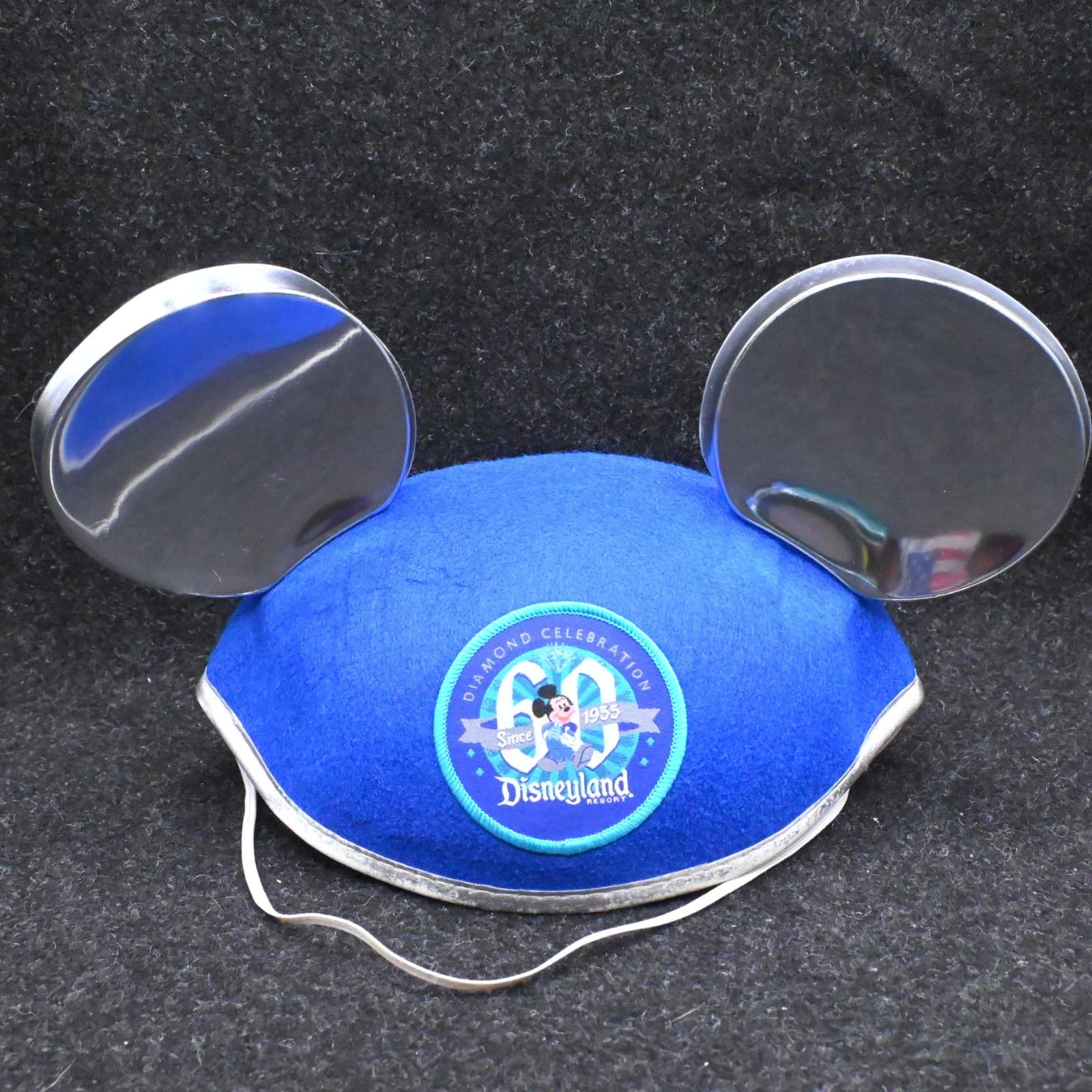 NAME STITCHED Disneyland Mickey Ear Hat 60TH ANNIVERSARY BLUE MICKEY EAR DIAMOND