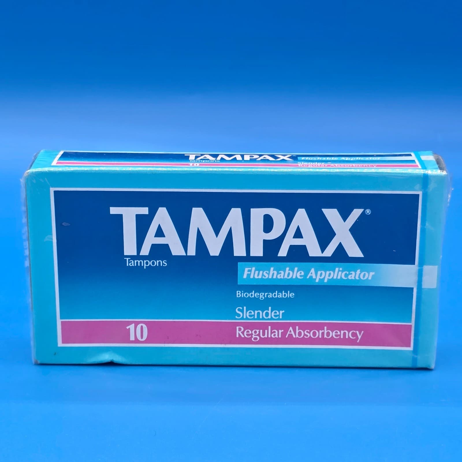 Vintage 1990 Tampax Tampons REGULAR Slender NEW 10 PACK