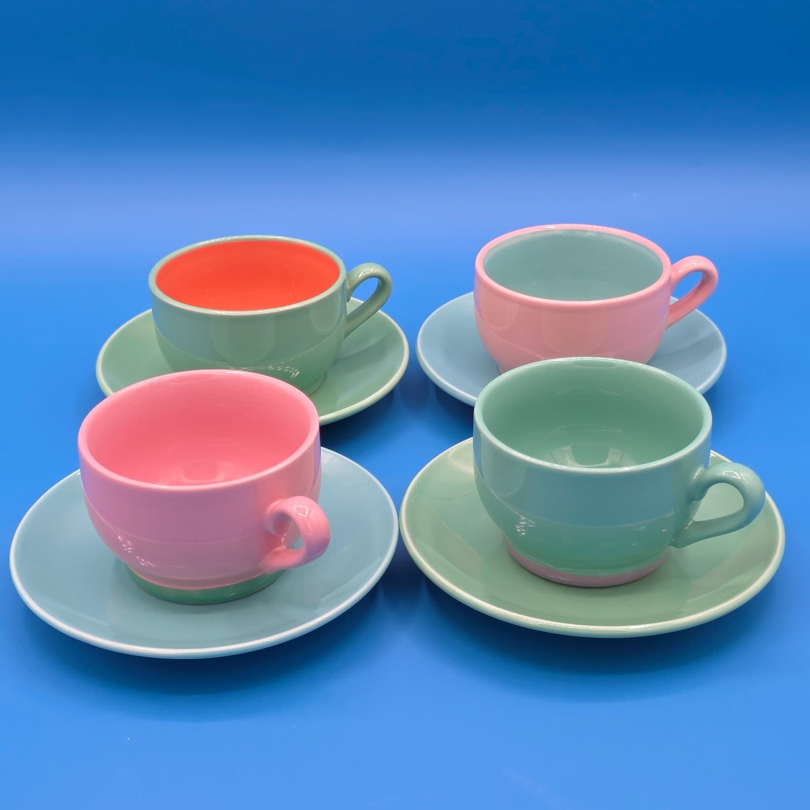 Lindt-Stymeist Colorways Demitasse Espresso Cups Saucers Set of 4 Mix Color