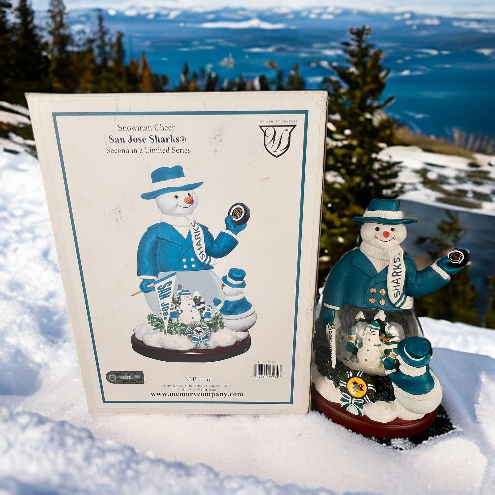 2002 Memory Company NHL San Jose Sharks 2nd Limited Series Snowman Snow Globe