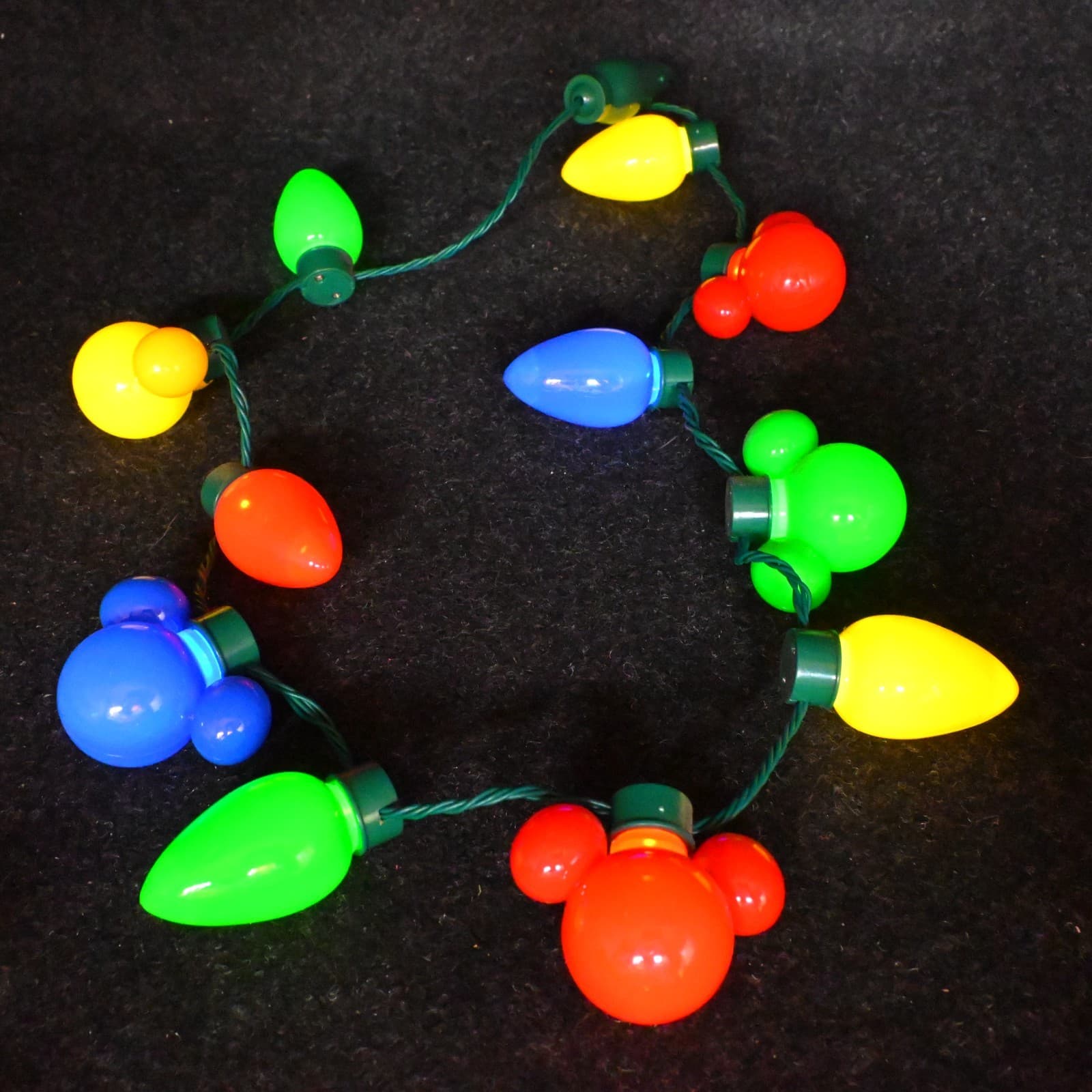 Disney Mickey Mouse Icon Colored Light-Up Holiday Glow Necklace Christmas