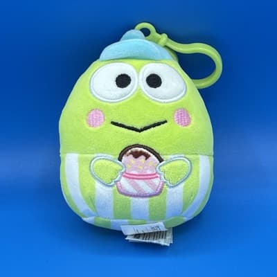 Squishmallows 5" Clip-On Hello Kitty Keroppi Holding Cupcake Plush