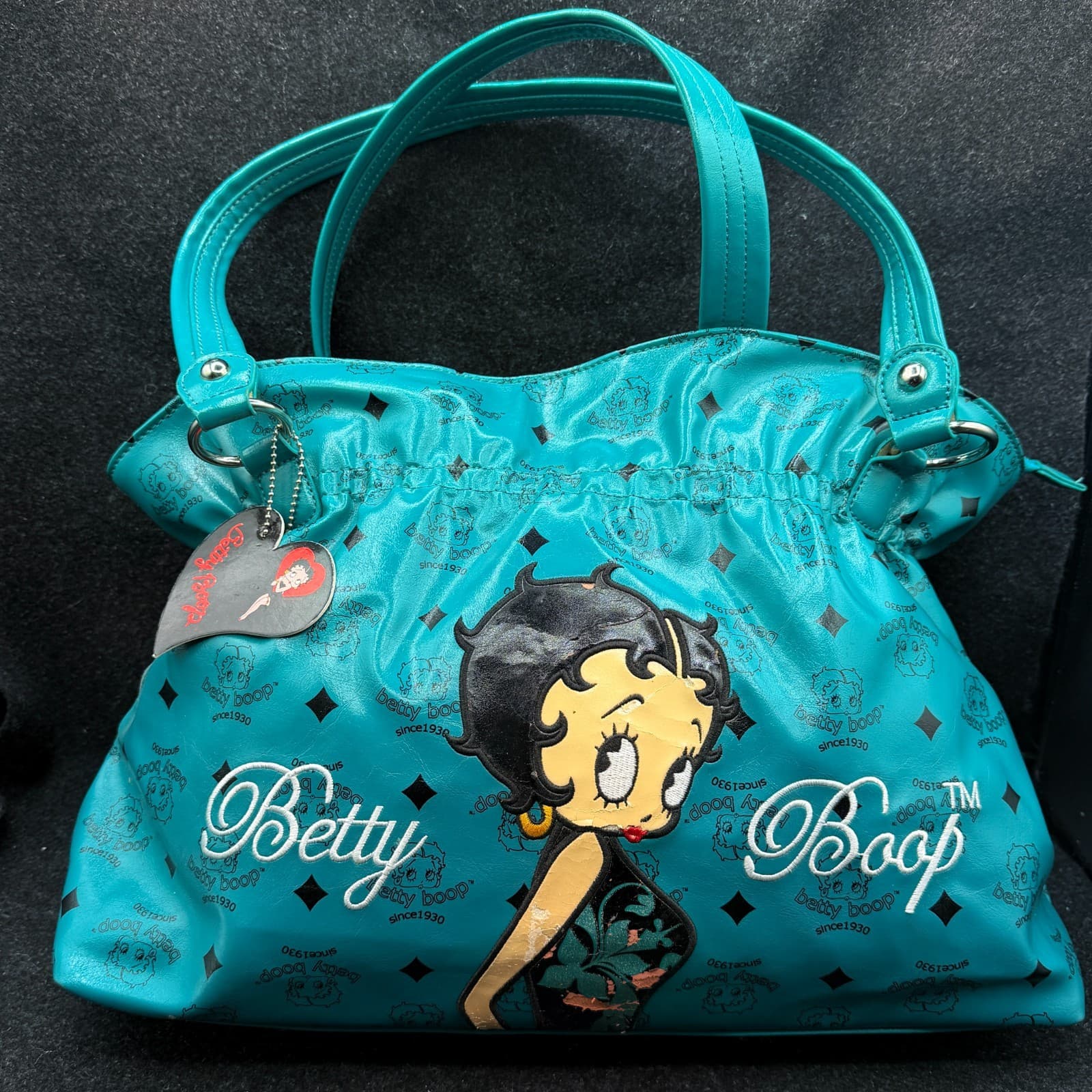 2011 Official Betty Boop Handbag Teal Faux Leather Purse