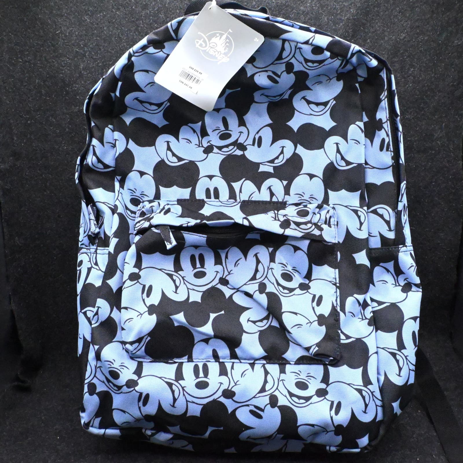 NWT Disney Store Mickey Mouse Expressions 18" School Backpack Blue Laptop Sleeve