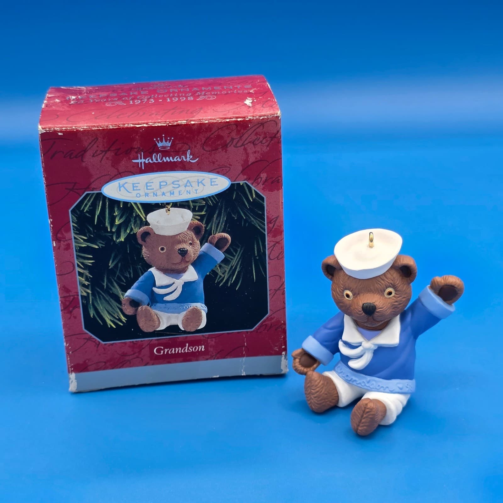 Vintage 1998 Hallmark Keepsake Ornament Grandson Christmas Bear Sailor Outfit