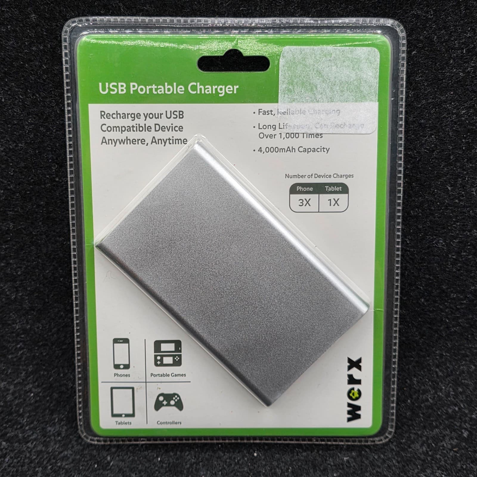 Worx USB PORTABLE CHARGER Power Bank 4000mAh Pocket Sized