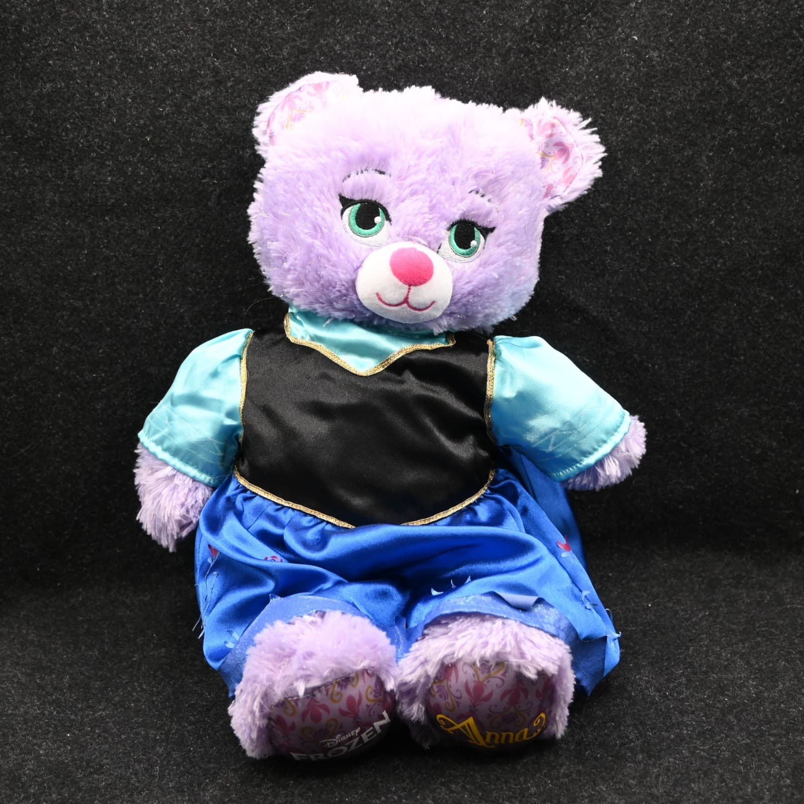 BUILD A BEAR PURPLE SPARKLE DISNEY FROZEN PRINCESS ANNA 18" PLUSH With Outfit