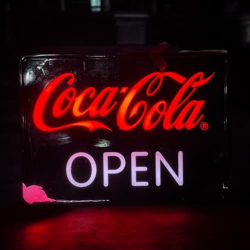 2007 COCA-COLA OPEN LIGHT WEIGHT HANGING LIGHT SIGN PLASTIC Y2K 19"x13.5"