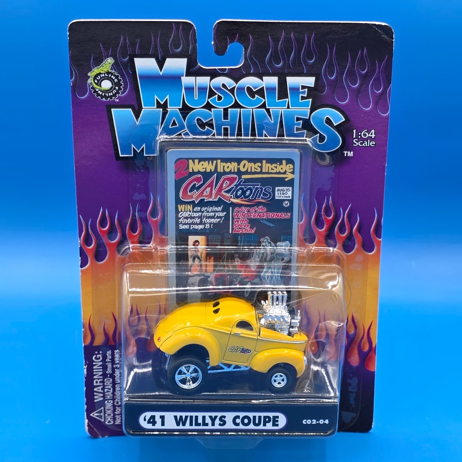 * 1:64 DieCast New Muscle Machines CARtoons Yellow Jeep ‘41 Willys Coupe #C02-04