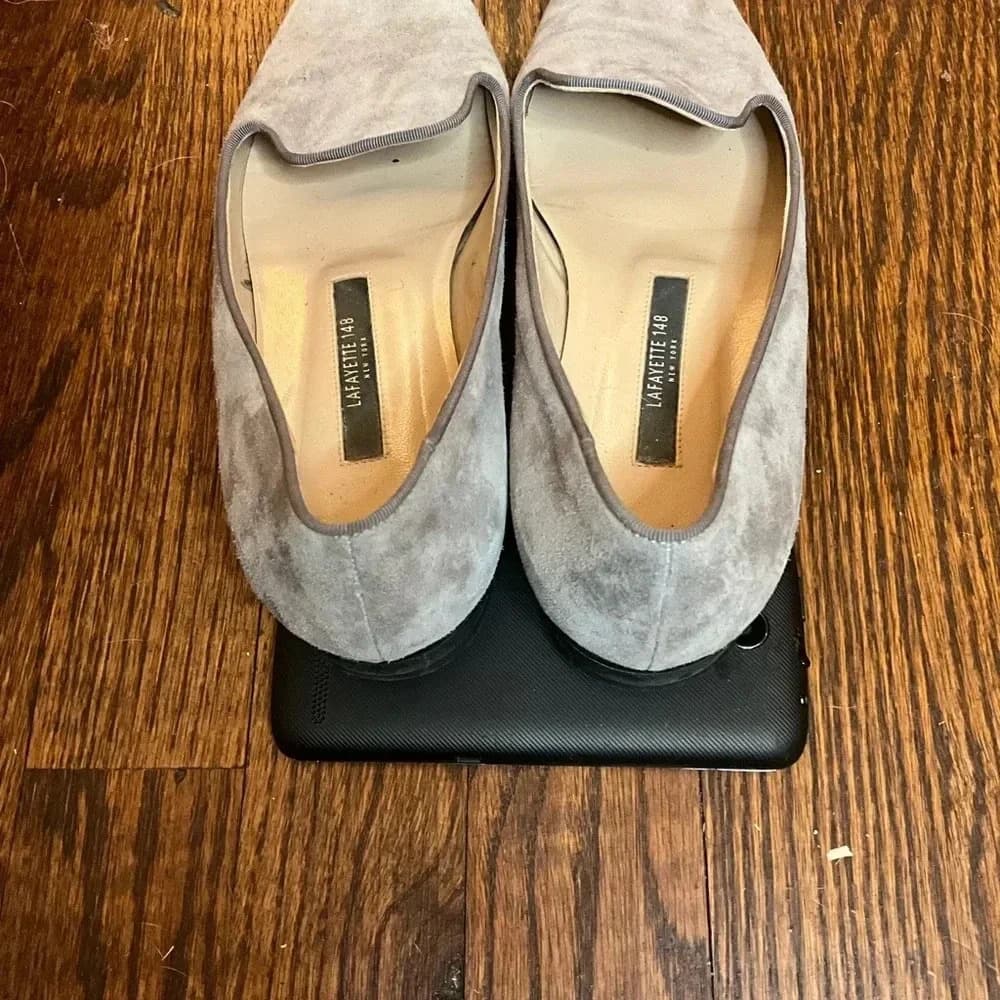 Lafayette 148 New York 'Siena' Grey suede loafer