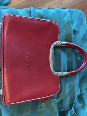 Vintage Leather Bag w/ Silver Hardware & "Gucci" exterior