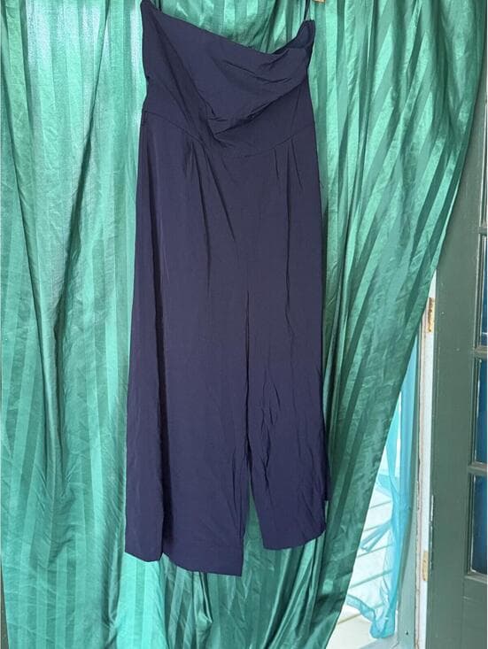 NWT New York & Company Navy Strapless Wide Leg Jumpsuit