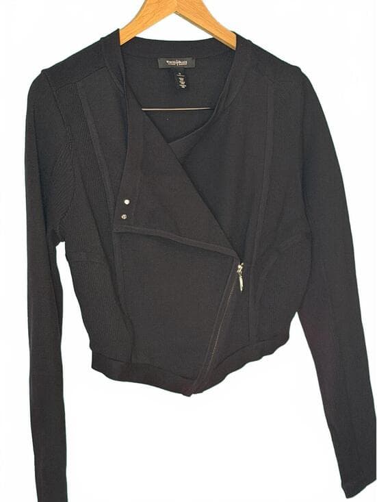 White House Black Market Black Asymmetrical Zip Jacket