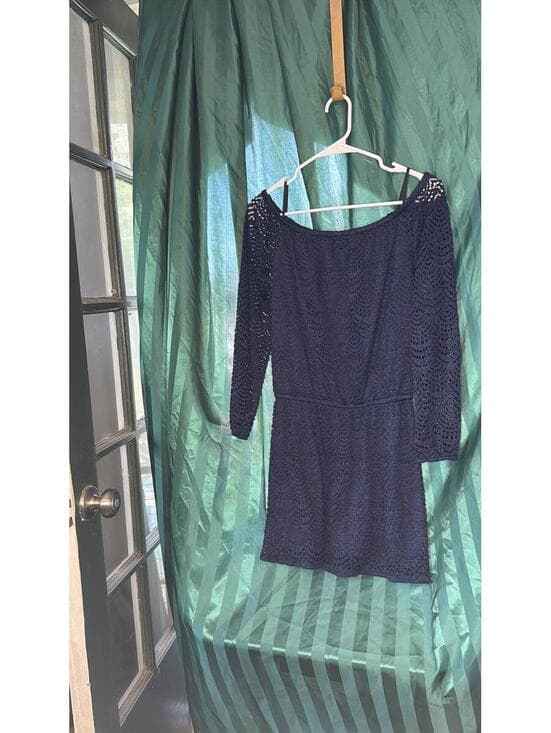 Lilly Pulitzer Lana Skirt Romper Crochet Navy Blue Dress