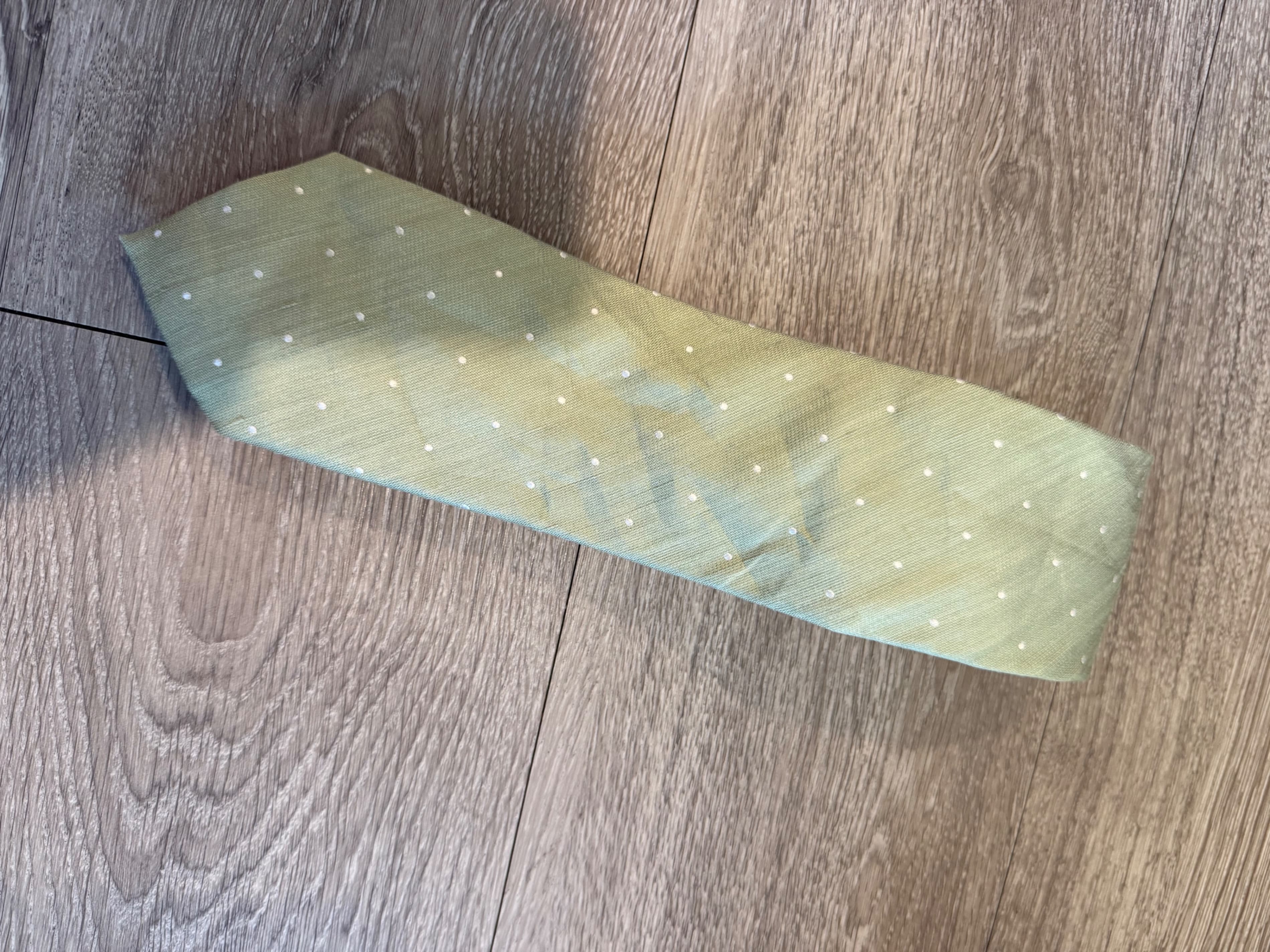 Tie Bar Green Polka Dot Necktie