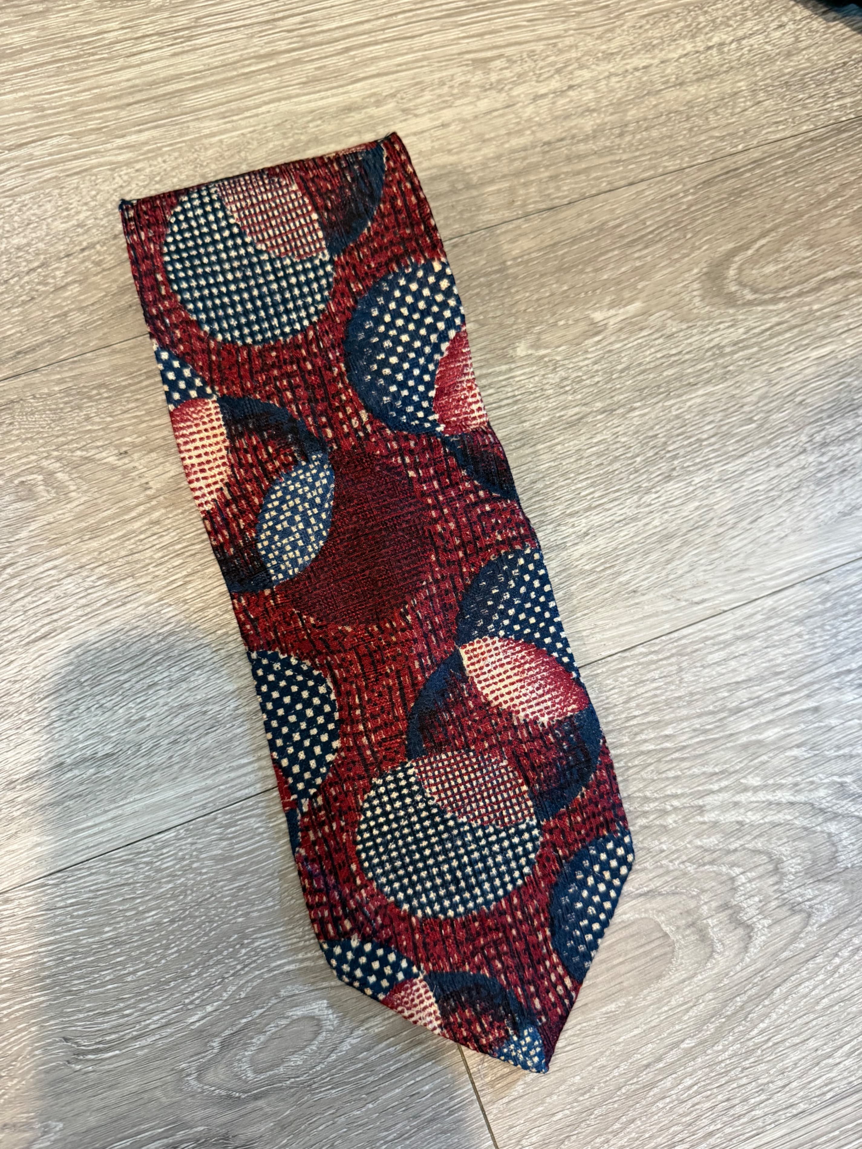 Pierre Balmain Couture Silk Tie Red Geometric Pattern