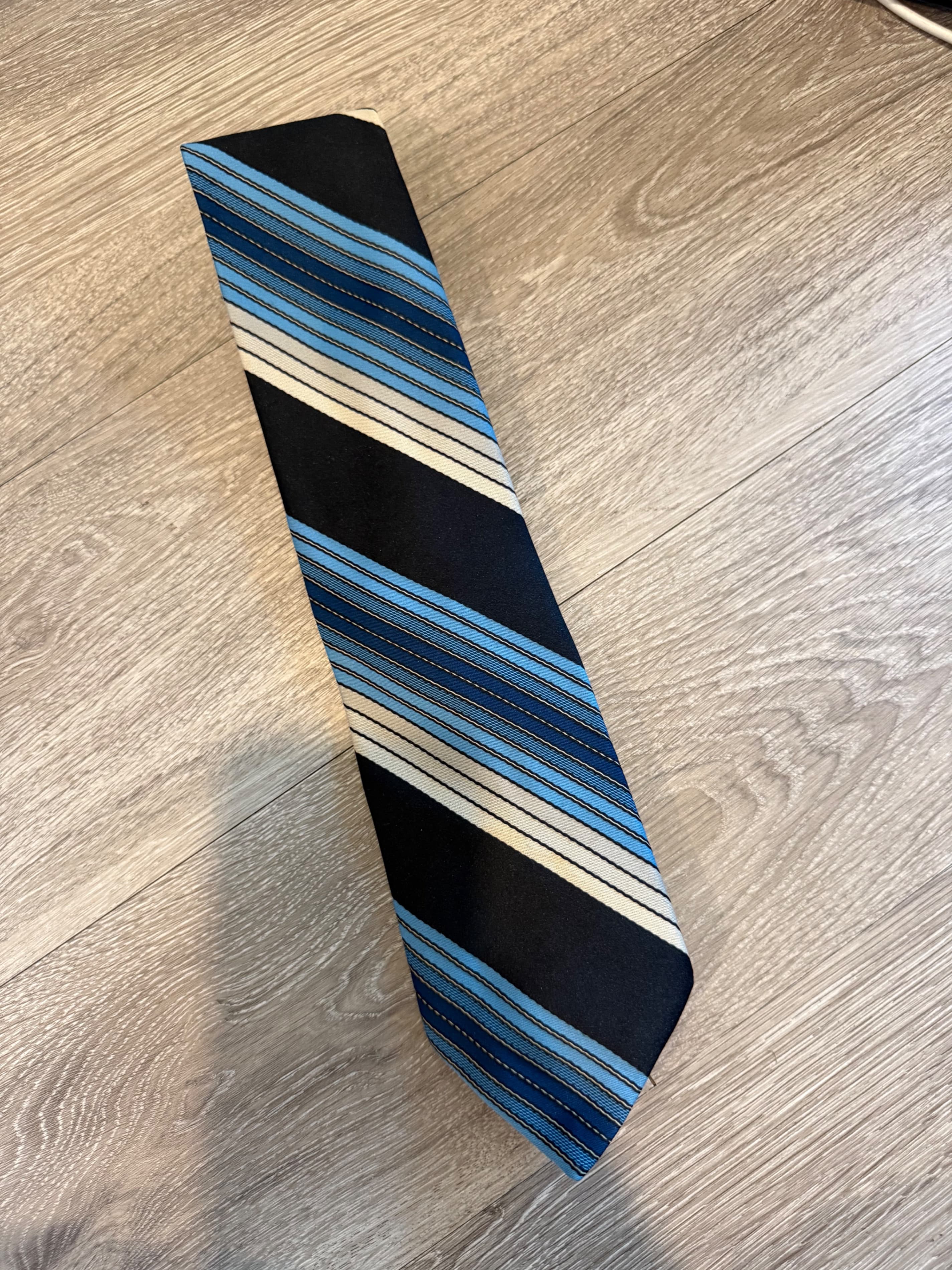 Pirelli Collection Striped Silk Tie Blue