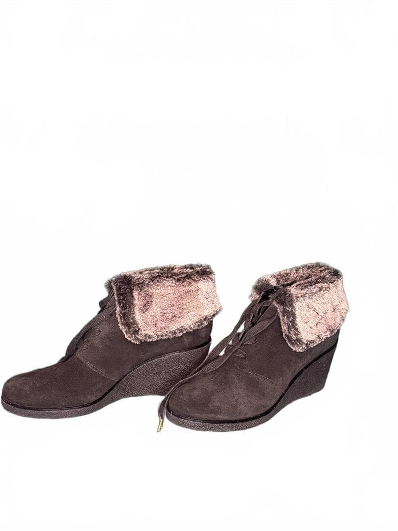 Cole Haan Suede Wedge Boots with Faux-Fur Lining