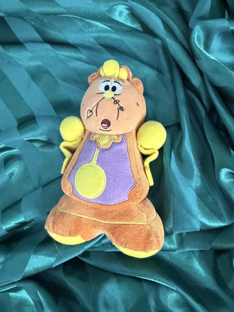 Disney Store Beauty and the Beast Cogsworth Clock Plush Toy 10"