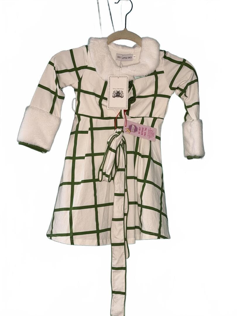 NWT-Only Little Once-Plaid Dress/Faux Fur Trim (Sz:5)