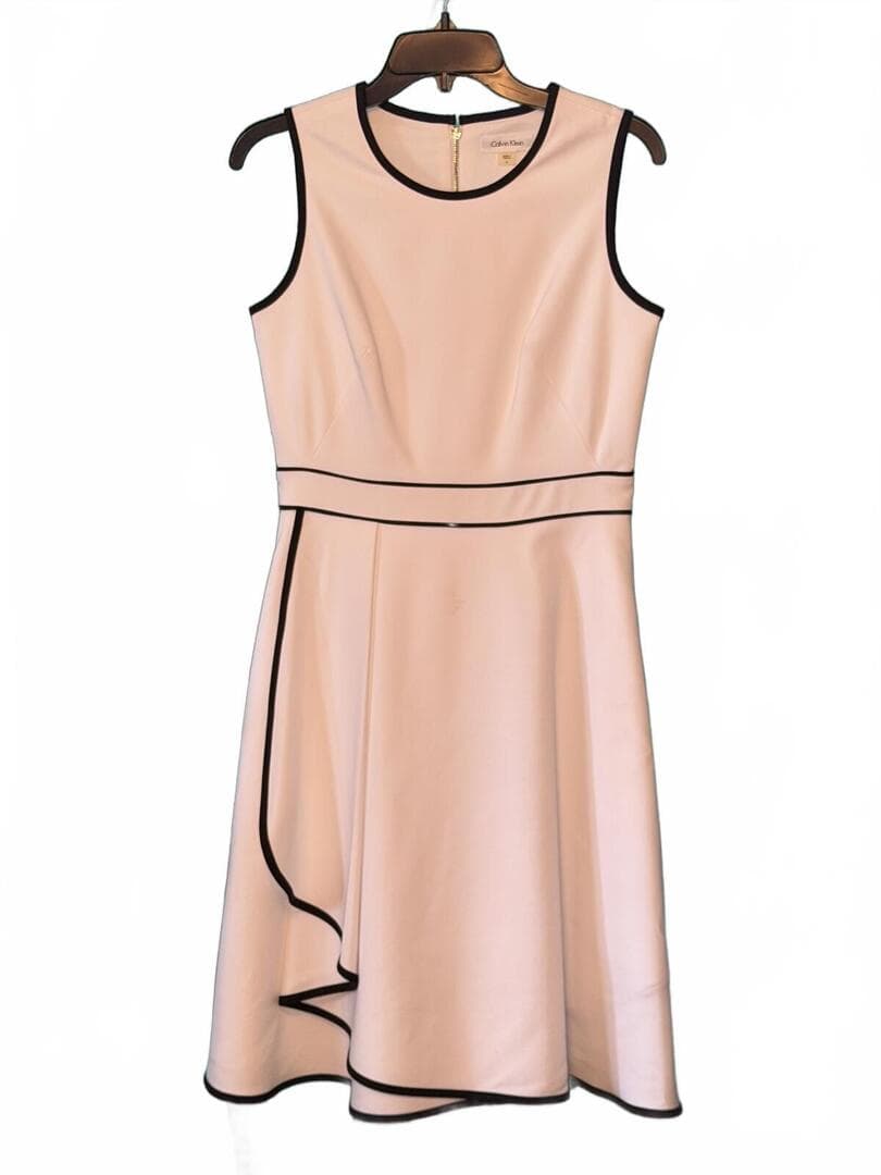 Calvin Klein Sleeveless WHITE Dress with Black Trim