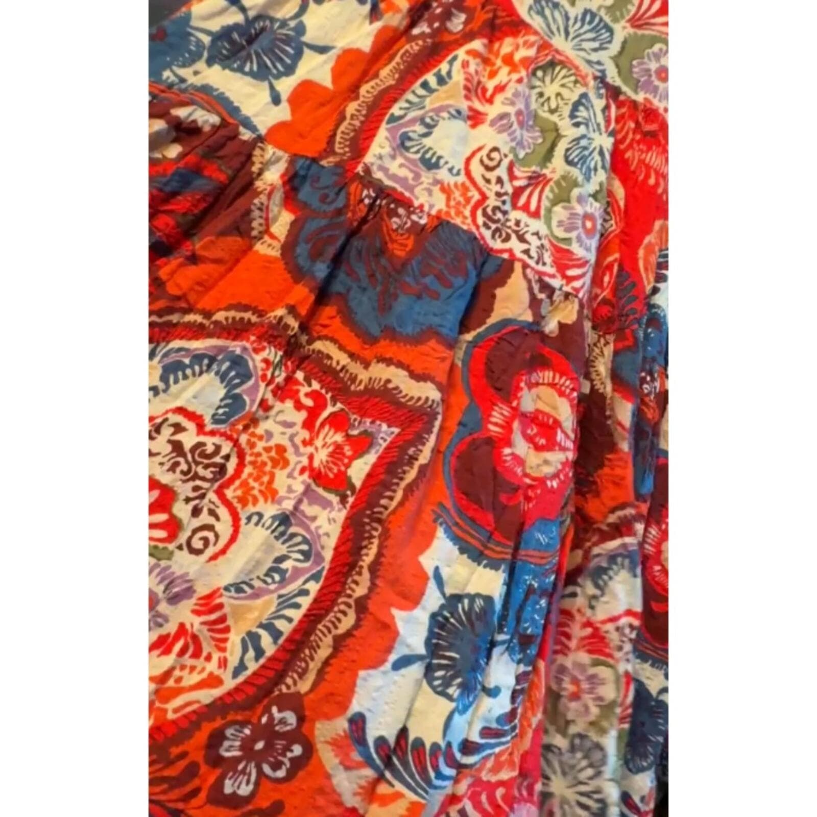 Womens Boho Floral Maxi Dress Size M Orange Cami Flowy