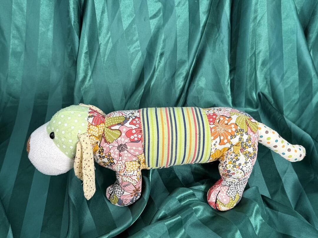 Ganz Patchwork Dachshund Plush Dog Wiener Floral Stripe Colorful