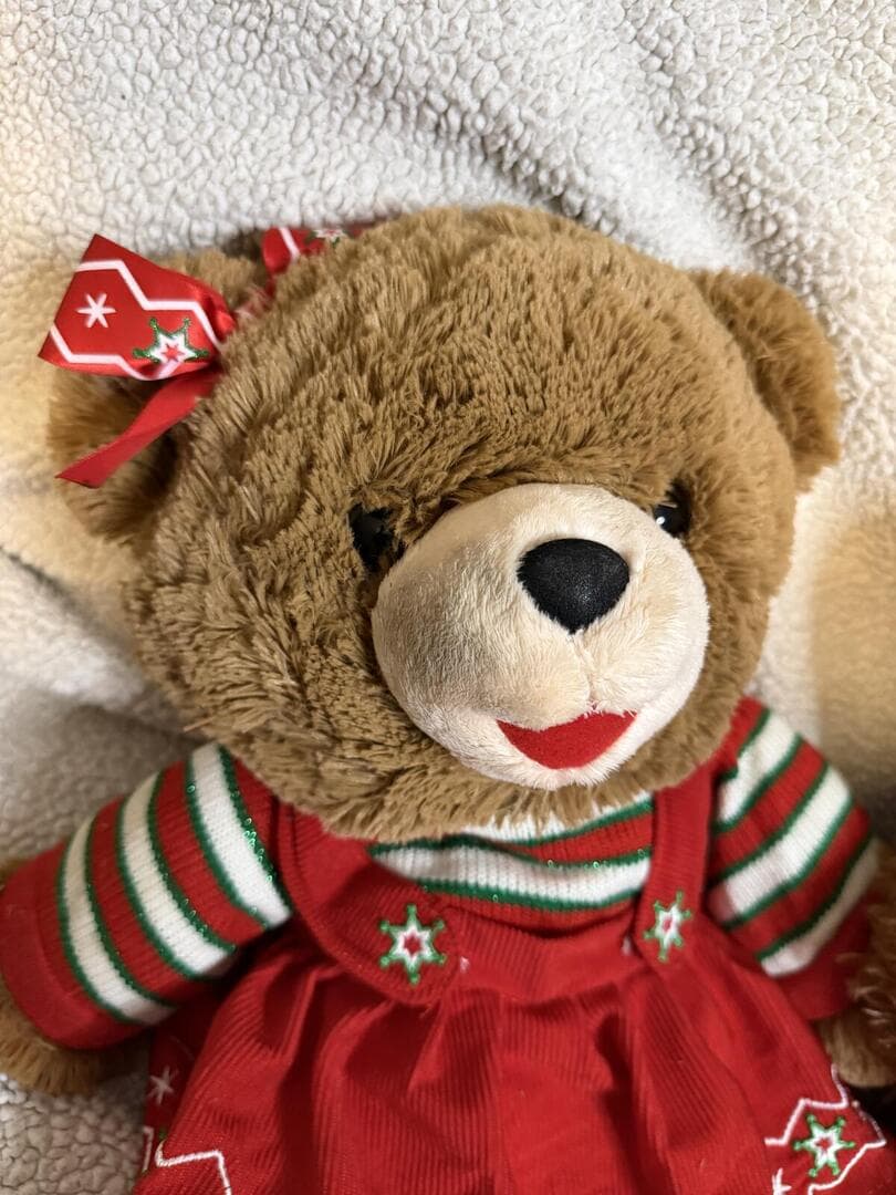 Holiday Time 2021 Snowflake Teddy Bear Plush Christmas Girl Red Dress